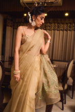 Load image into Gallery viewer, Beige Saree with Floral Embroidery
