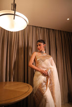 Load image into Gallery viewer, Ivory and Gold Saree with Gold Borders
