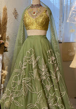 Load image into Gallery viewer, Organza Floral Embroidery Legenha with Blouse &amp; Dupatta (full set)
